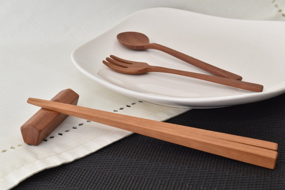 Natural wood chopsticks and cutlery gift set Nature gift chopsticks set - 餐刀/叉/匙组合 - 木头 