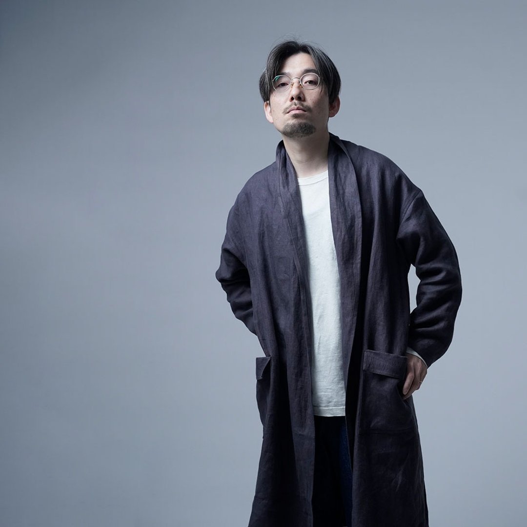 Premium Linen Robe Coat/Chaudron h022m-cdn2 - 女装西装外套/风衣 - 亚麻 灰色