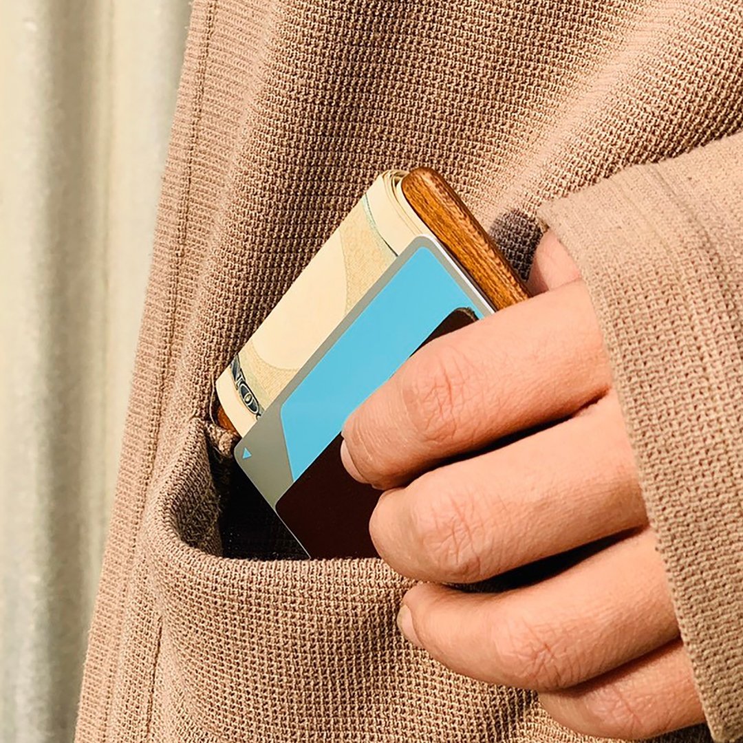 Wood and leather bill / card holder 01 - 皮夹/钱包 - 木头 