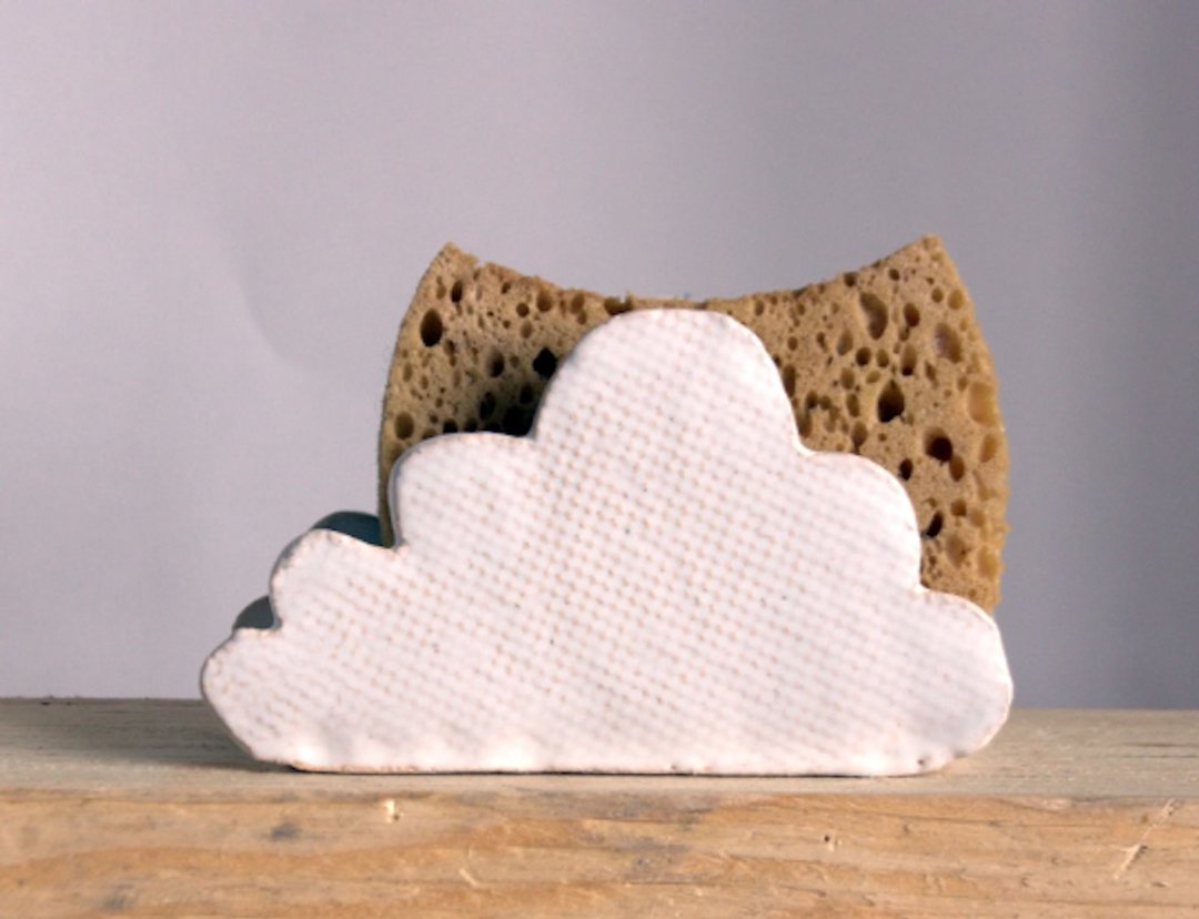 Cloud Sponge Holder-Napkin Holder-Ceramics And Pottery - 花瓶/陶器 - 陶 白色
