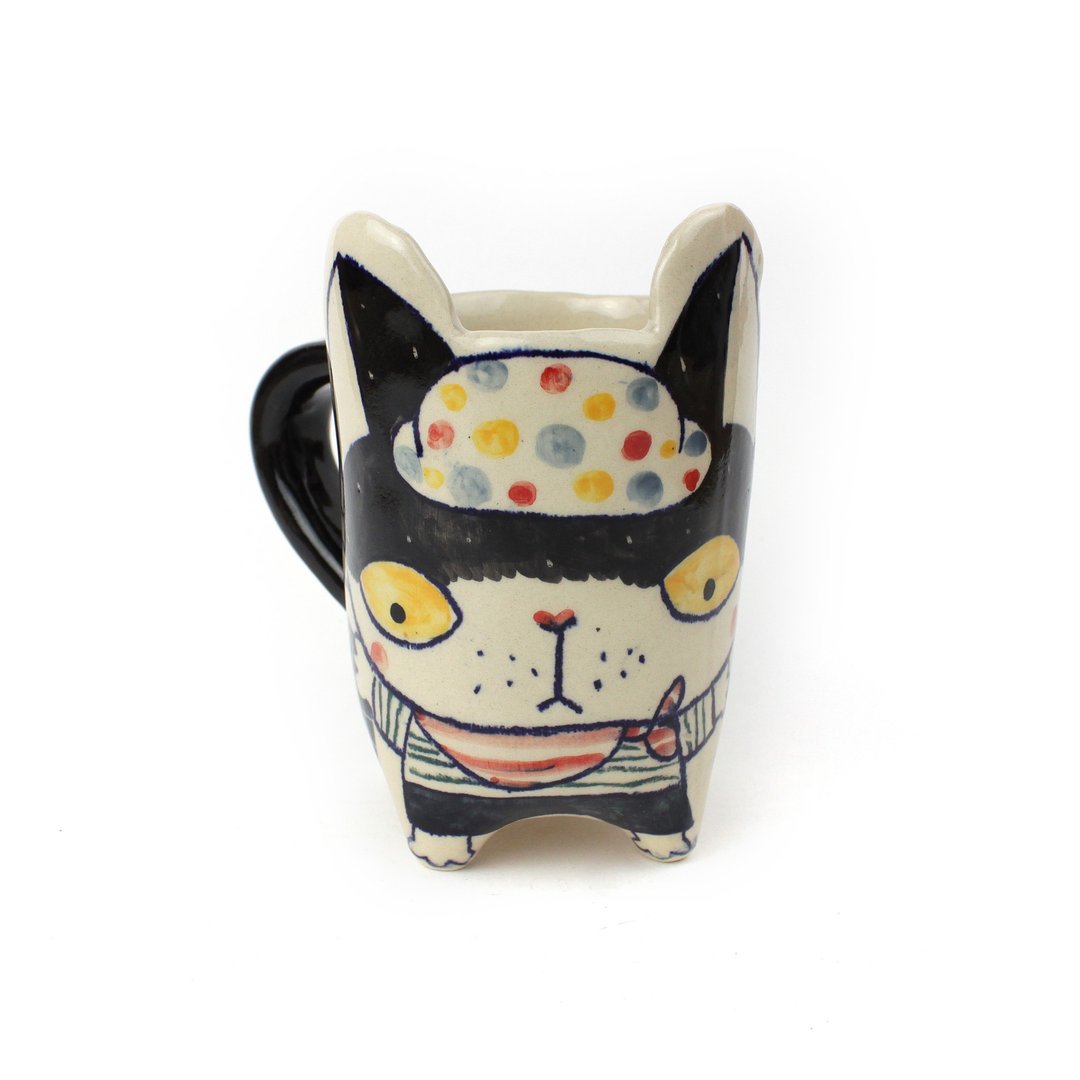 Nice Little Clay 手工杯 可爱猫 0110-09 - 咖啡杯/马克杯 - 陶 橘色