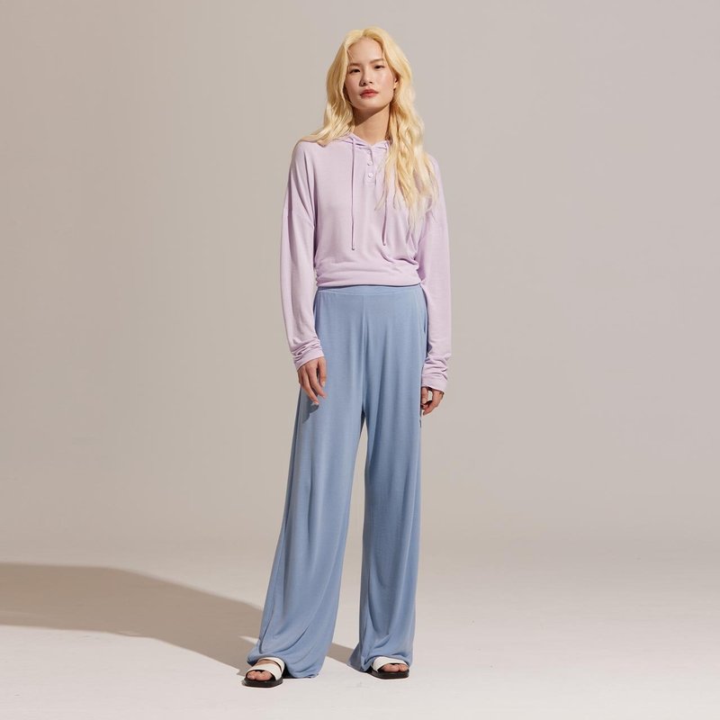 REBOOT瞬眠-莫代尔柔肤宽裤-复古蓝 - 女装长裤 - 聚酯纤维 蓝色