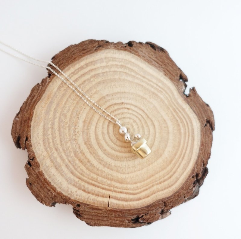 多肉植物 高高仙人掌 纯银黄铜 项链 - 项链 - 其他金属 银色