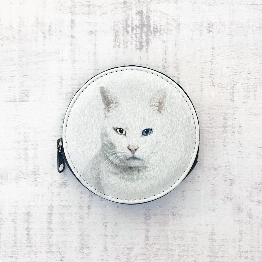 Coin Case White Cat Odd Eye / Coin purse / Wallet / accessory case / star / - 零钱包 - 人造皮革 白色