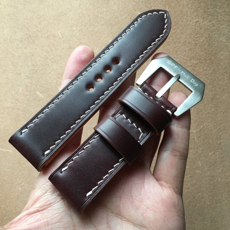PANERAI 沛纳海皮革表带 Cordovan 马臀皮 复古表带 GPF表扣 - 表带 - 真皮 咖啡色