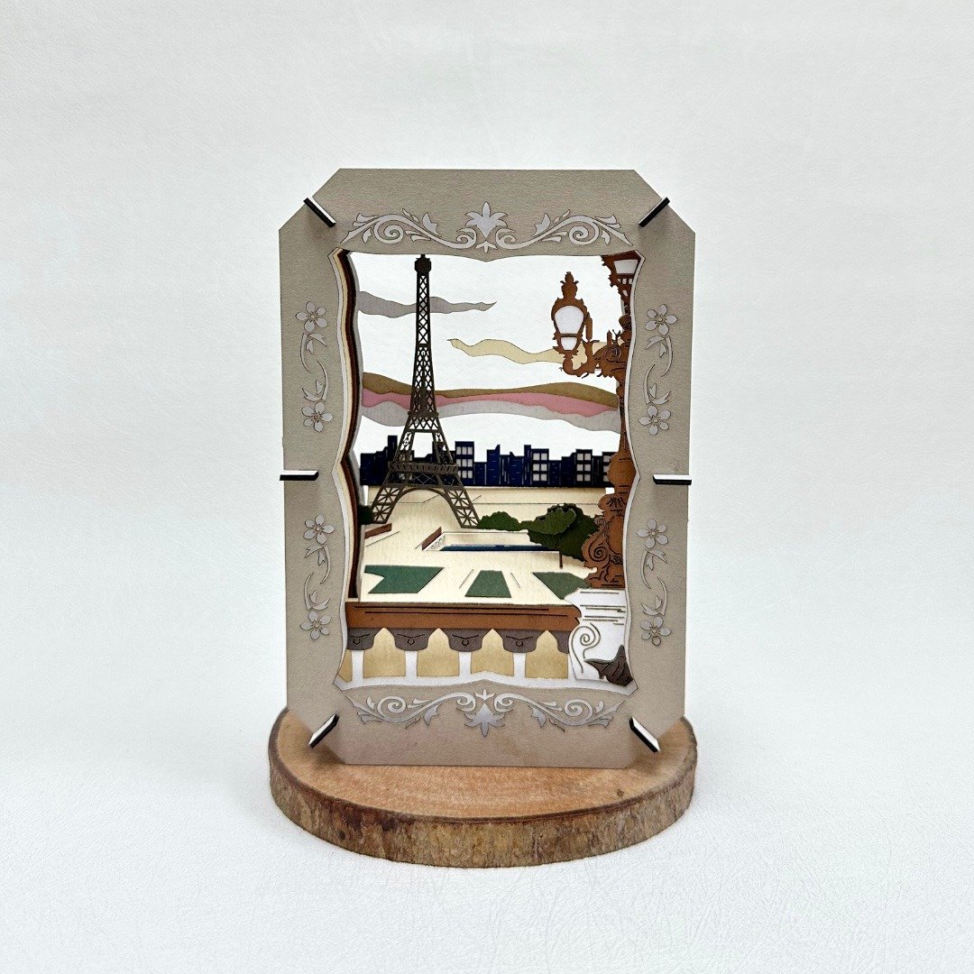 【定制化礼物】Paris Eiffel 巴黎晚霞 - 可定制人像纸艺作品 - 木工/竹艺/纸艺 - 纸 咖啡色