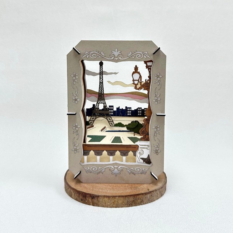 【定制化礼物】Paris Eiffel 巴黎晚霞 - 可定制人像纸艺作品 - 木工/竹艺/纸艺 - 纸 咖啡色