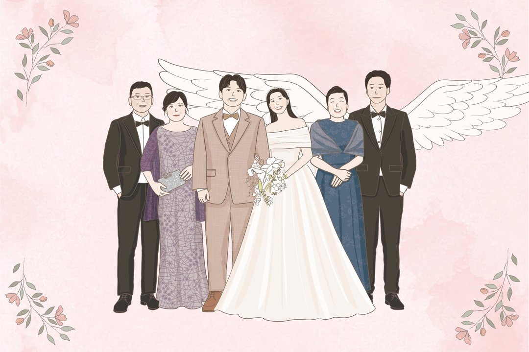 【韩系清新风格 婚纱插画 婚纱似颜绘设计】电子档 - 电子手绘真人画像/绘画/插画 - 其他材质 