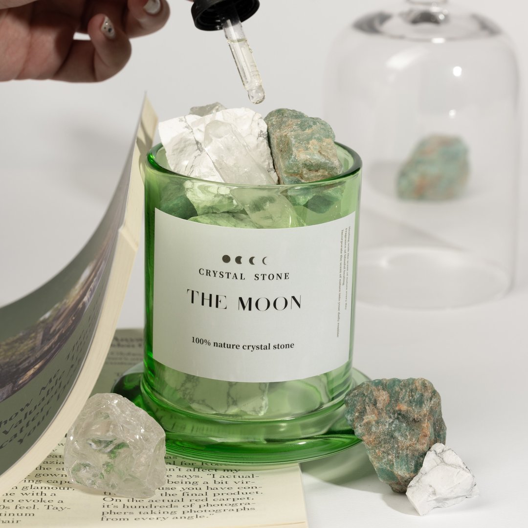 THE MOON 大地之歌 // 月晒矿扩香礼盒 - 香薰/精油/线香 - 水晶 绿色