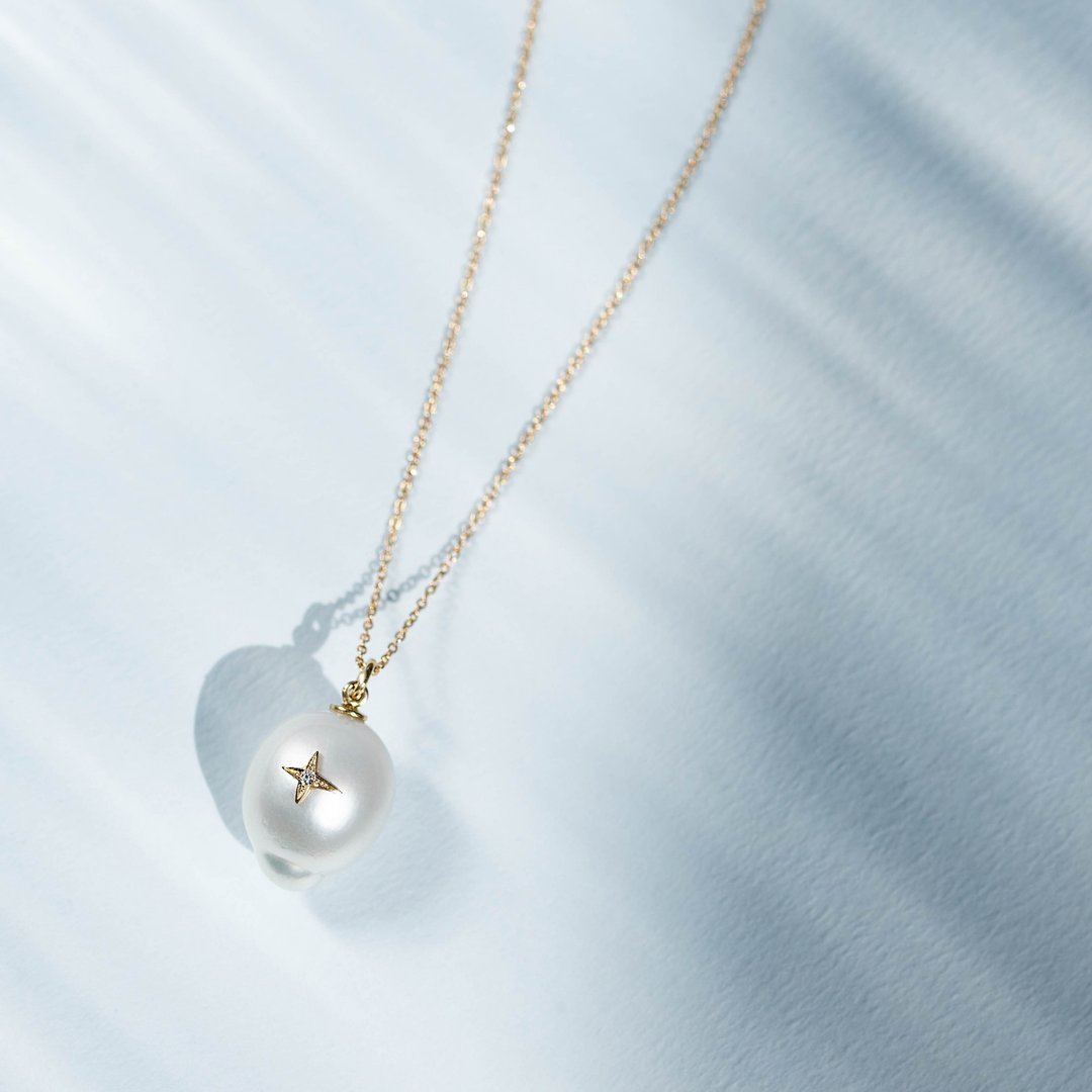 La Robe De La Mer -项链- 珍珠×K18YG/K18PG×链条 K18YG/PG×钻石 0.007ct - 项链 - 宝石 金色