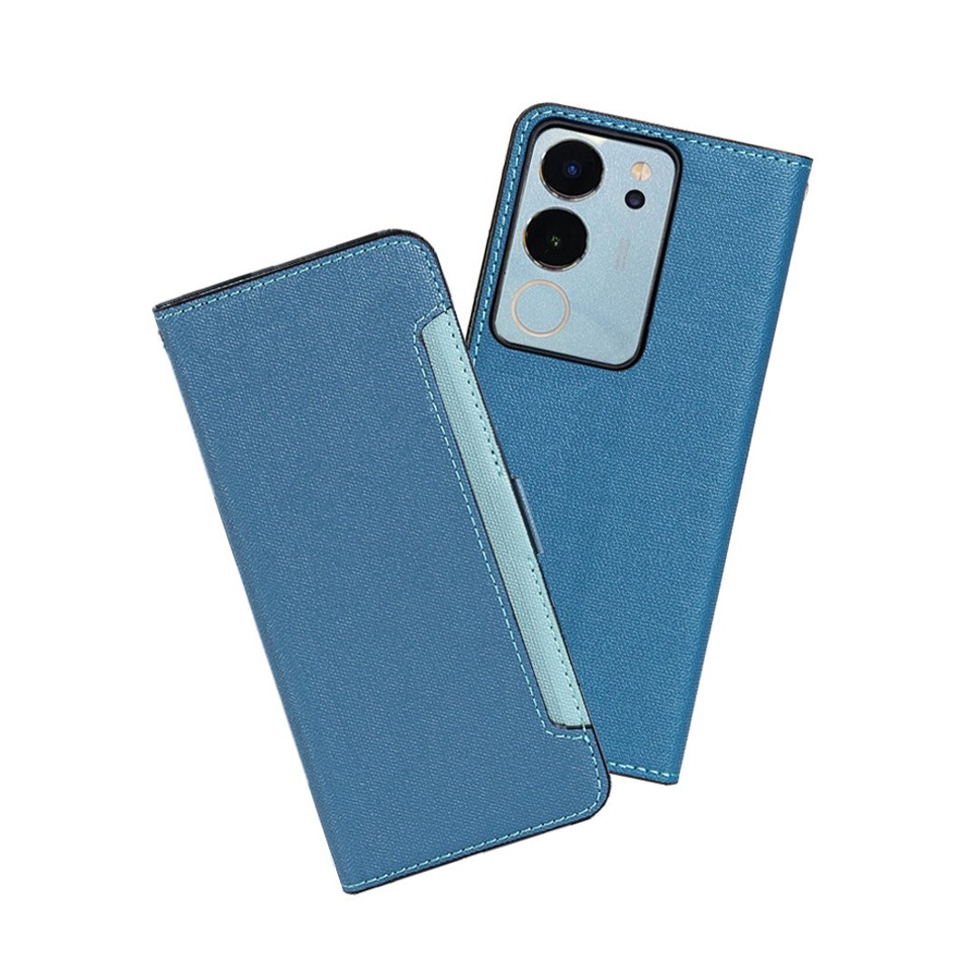 CASE SHOP vivo V29(5G) 前收纳侧掀皮套-蓝 - 手机壳/手机套 - 人造皮革 蓝色