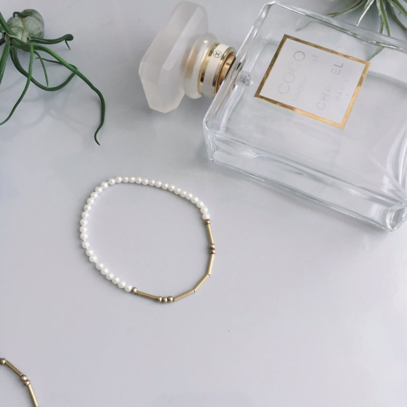 爱。摩斯密码串珠黄铜手环 - 手链/手环 - 铜/黄铜 金色