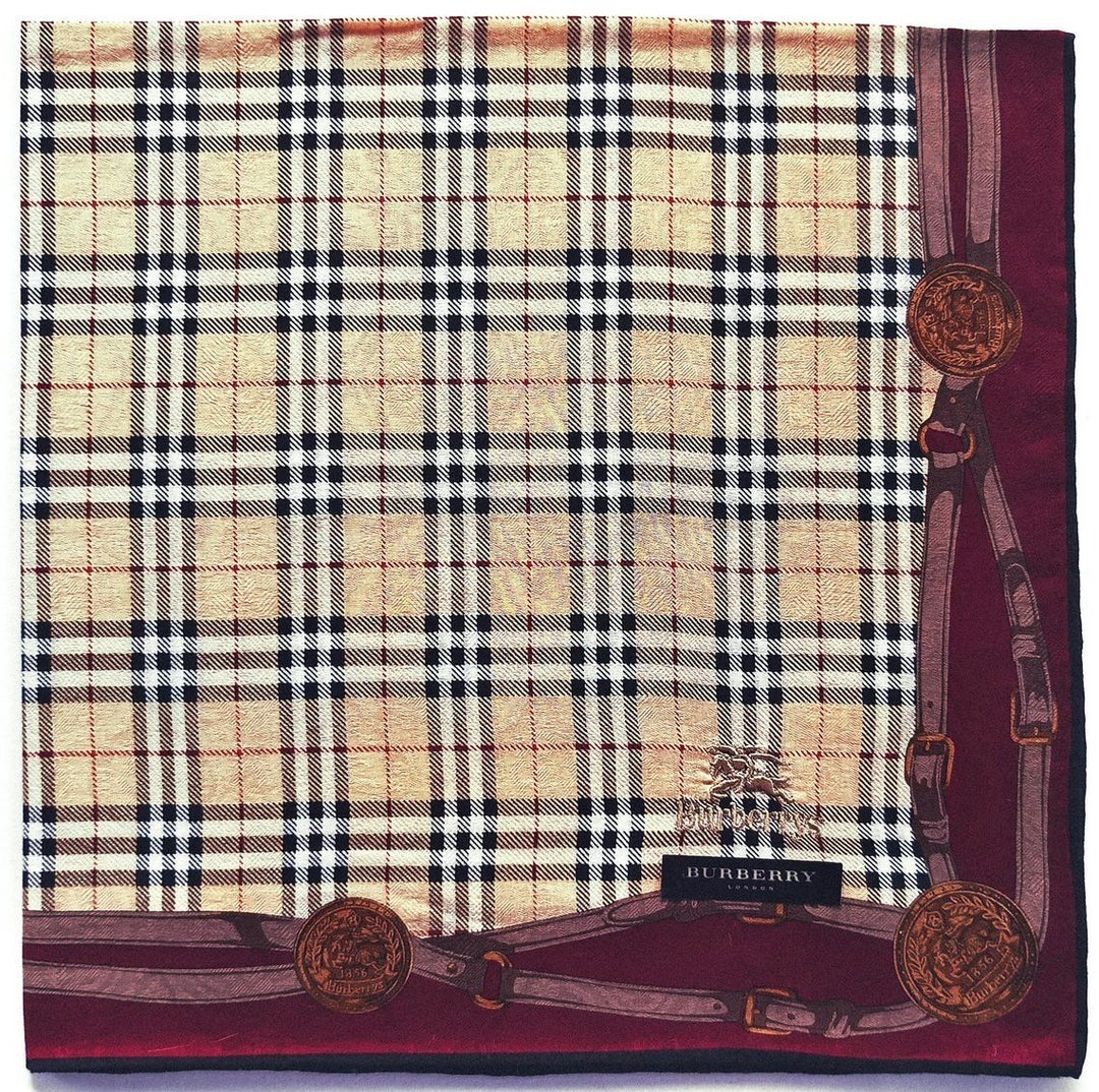 Burberry 复古围巾腰带格纹印花 21 x 21 英寸 - 手帕/方巾 - 棉 卡其色