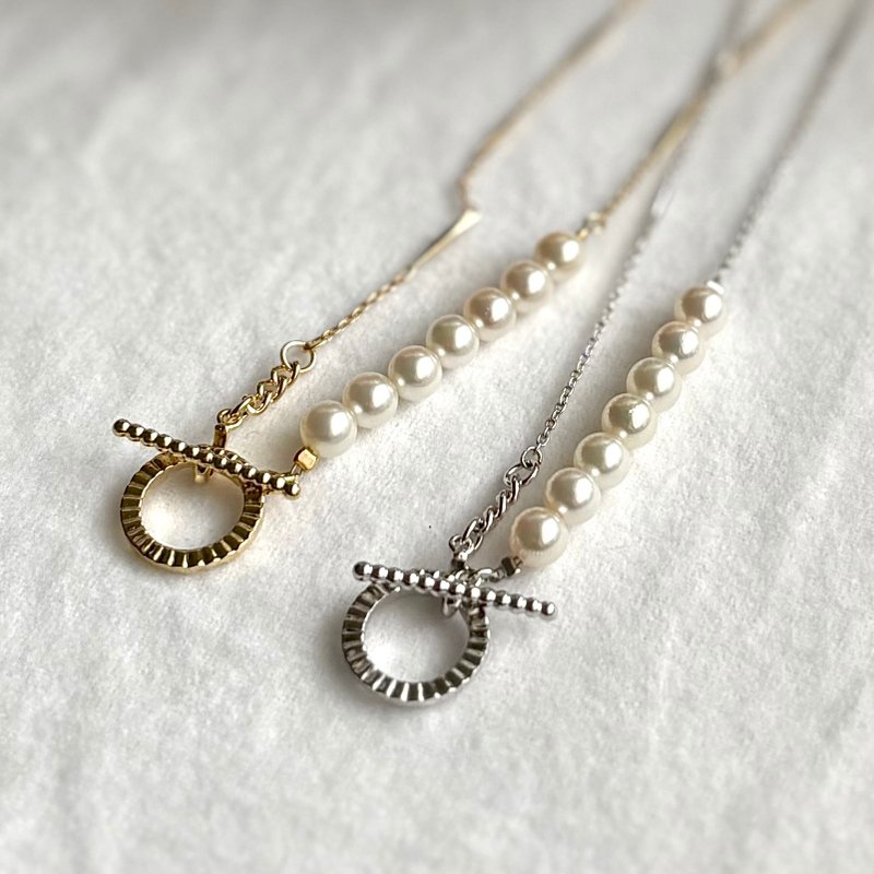 SV 圆环扣 项链 Akoya珍珠 可选2色 可变换造型 日本珍珠 珍珠项链 pearl necklace - 项链 - 珍珠 