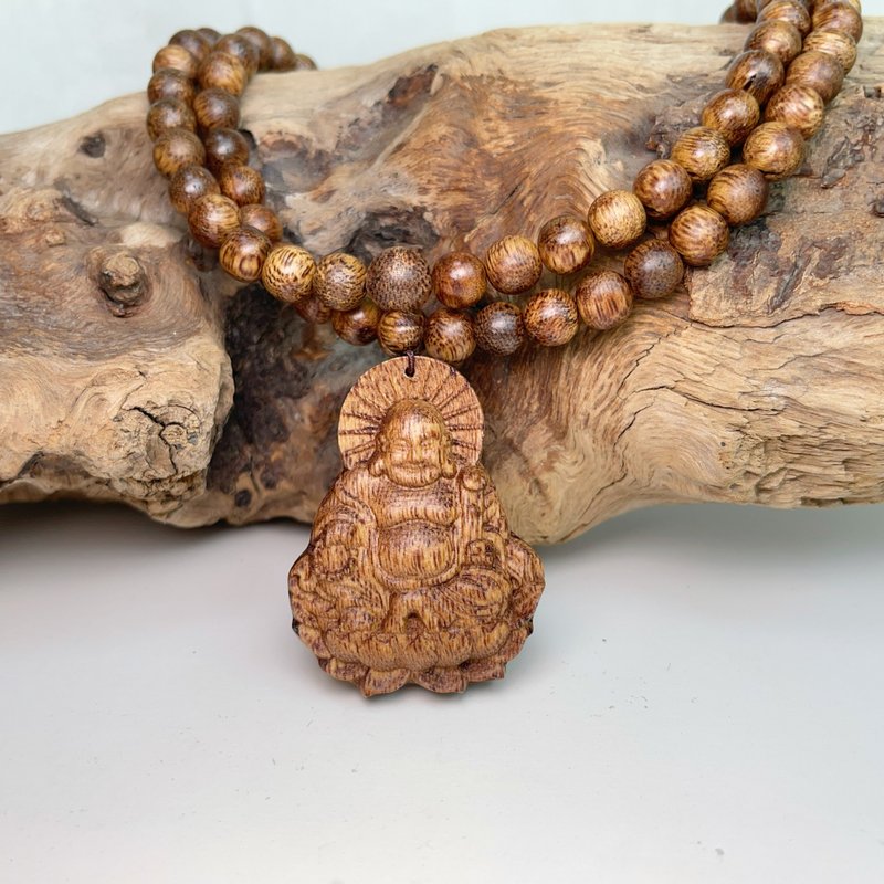 清香味/野生越南芽庄/弥勒佛沉香珠链项链 - 项链 - 木头 