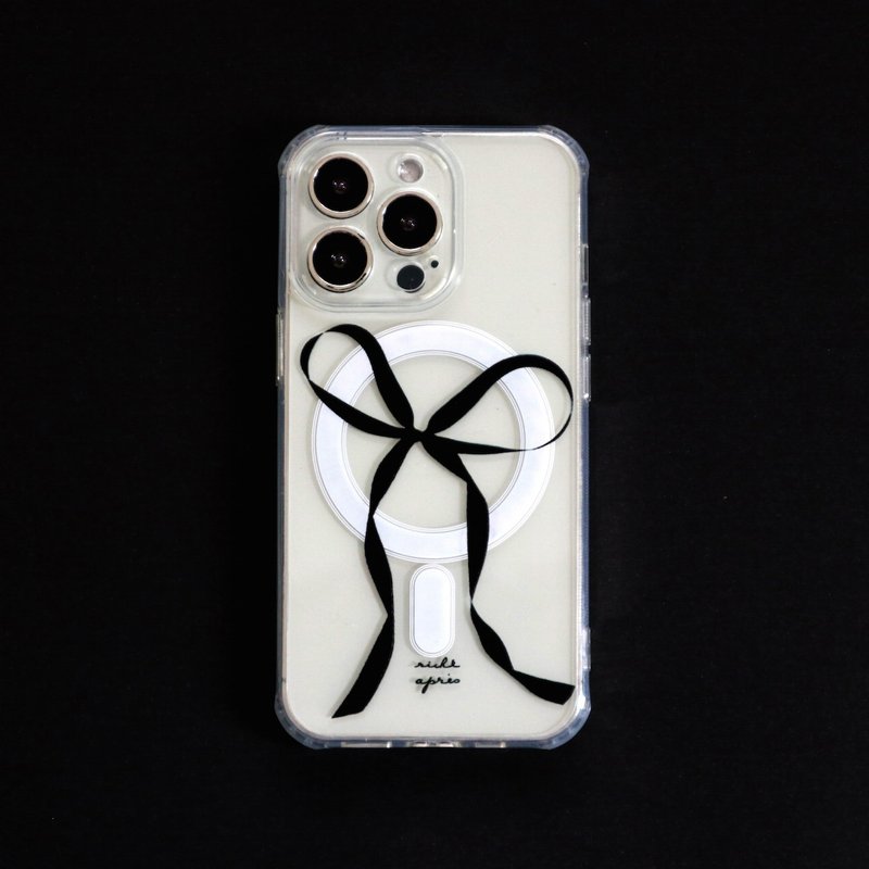 iPhone16.15.14.13 小巴黎蝴蝶结透明magsafe磁吸手机壳 - 手机壳/手机套 - 塑料 黑色