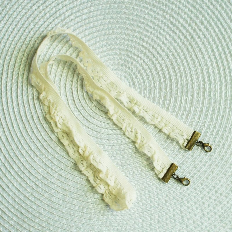 Lovely【荷叶蕾丝15mm总长60厘米、米】大人版口罩挂绳 - 挂绳/吊绳 - 其他人造纤维 白色