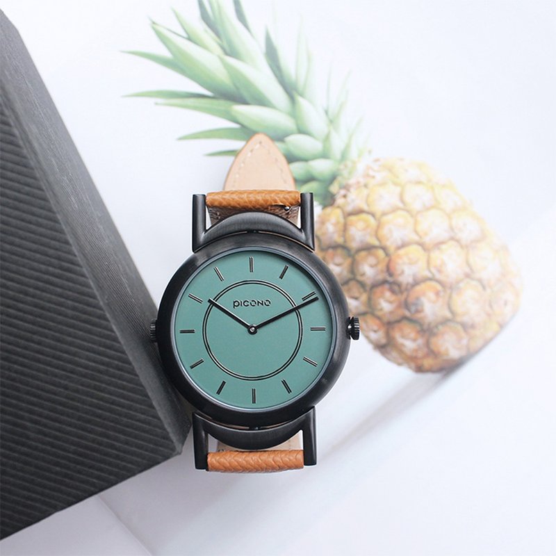 Twin 系列简约双表面法国真皮表带手表/TN-11701 黑色 - 男表/中性表 - 其他材质 