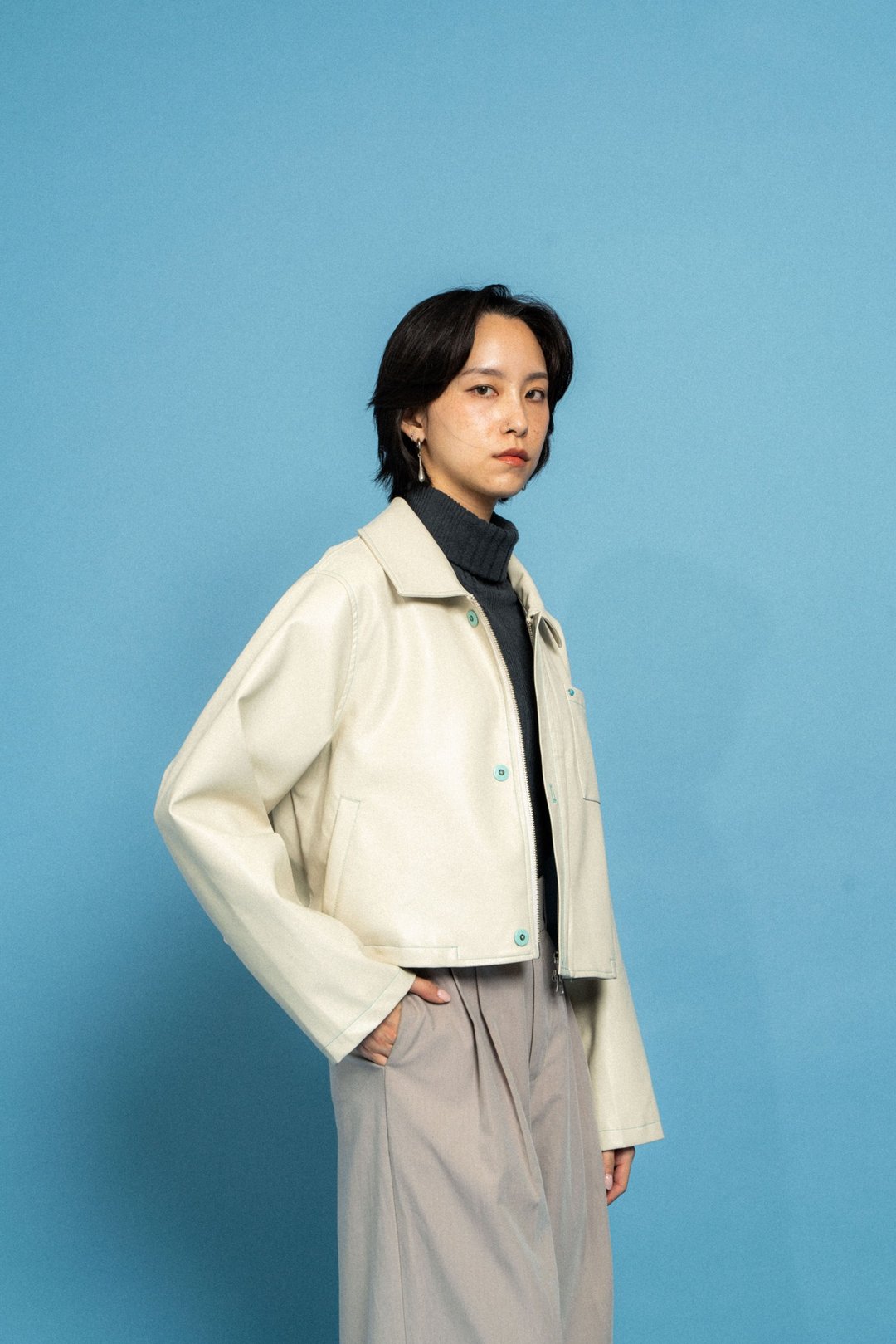 White Leather Jacket 白色皮褛 - 女装休闲/机能外套 - 其他材质 白色