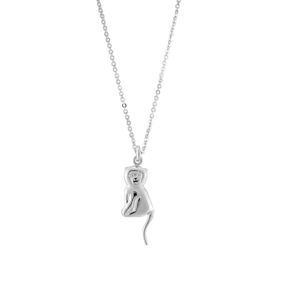 Monkey Silver Necklace 生肖系列 猴子动物纯银项链 送礼推荐 - 项链 - 纯银 银色