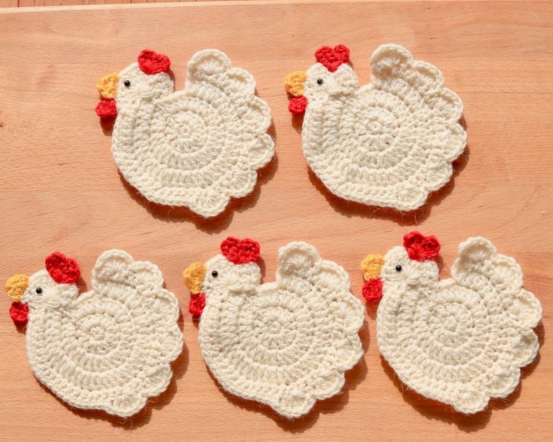 Chicken wool coasters - 杯垫 - 其他材质 白色