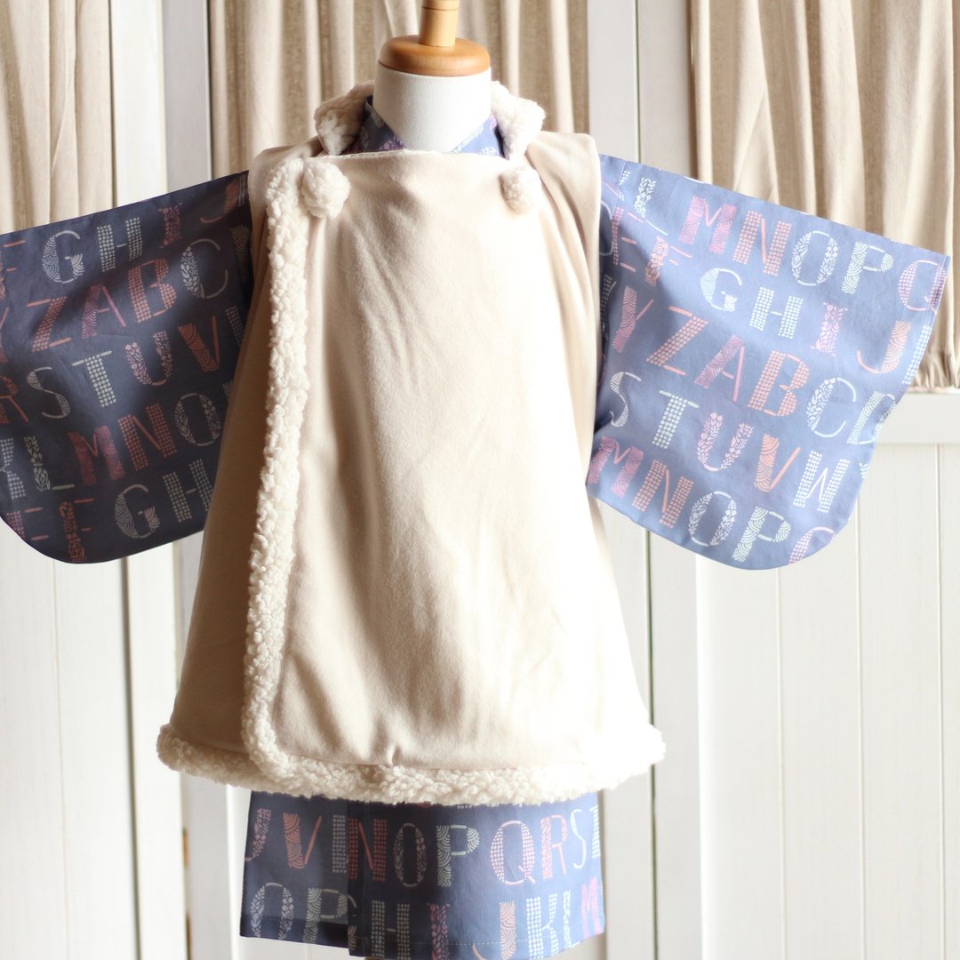 90【Casual KIMONO】cute and fluffy overcoat  alphabet   90 size KIMONO - 童装礼服/连衣裙 - 棉 
