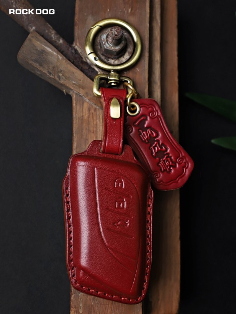 凌志 Lexus IS300 ES RX350 NX200 UX250汽车钥匙皮套 手缝真皮 - 钥匙链/钥匙包 - 真皮 红色