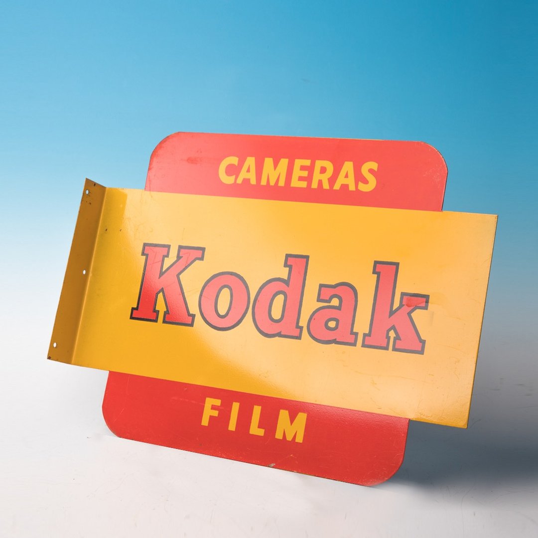 桑惠商号 1935s Kodak柯达  美国制 珐琅烤漆红黄 L型转角铁牌 - 摆饰 - 其他金属 多色