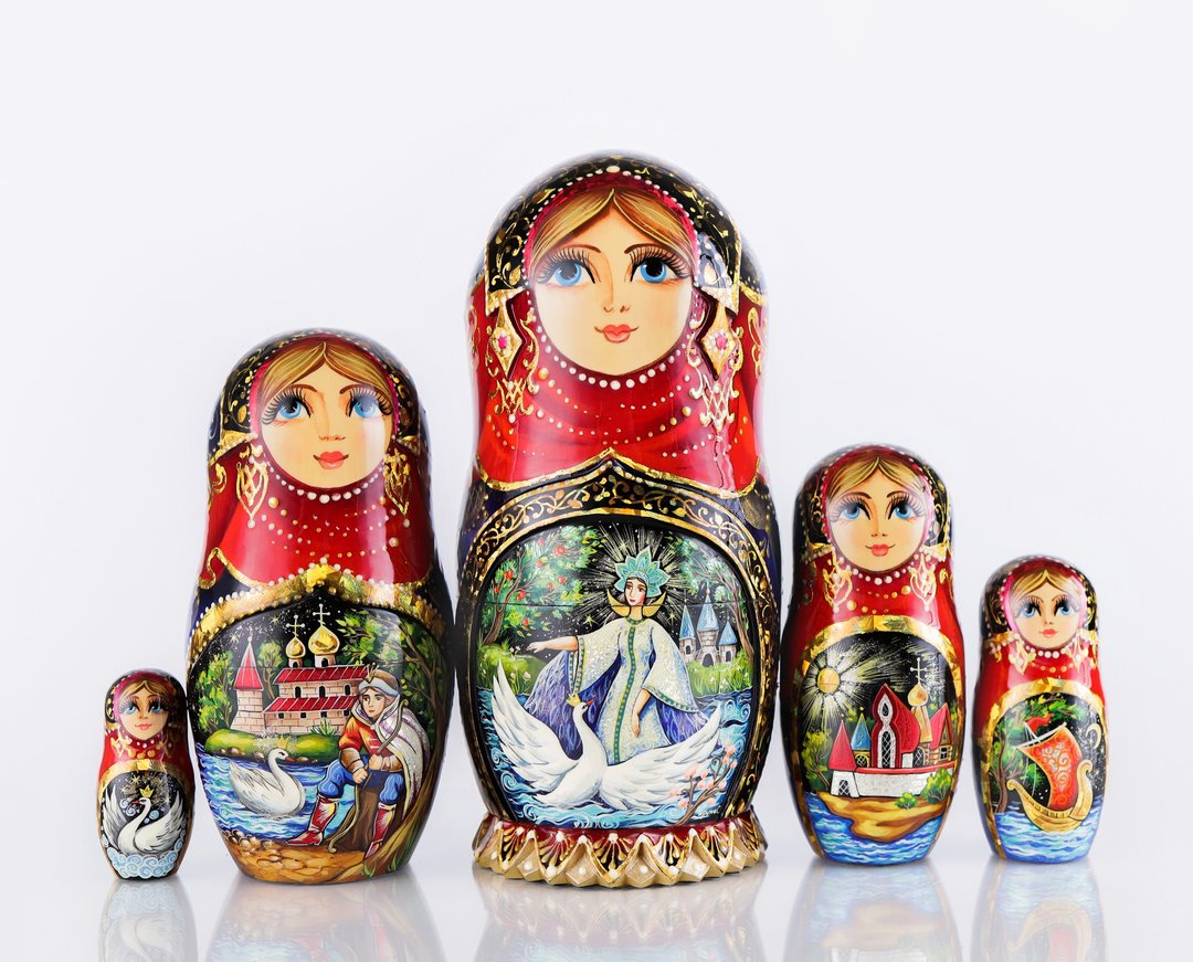 Matryoshka Swan princess folkart Nesting dolls Wooden nesting dolls - 摆饰 - 木头 