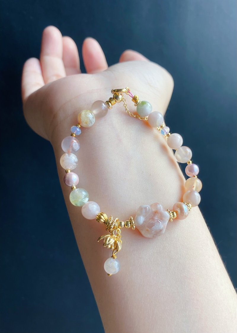 【售出】夏日 猫掌 珍珠 樱花玛瑙 设计款 手链 礼物 闺密 生日礼 - 手链/手环 - 水晶 粉红色