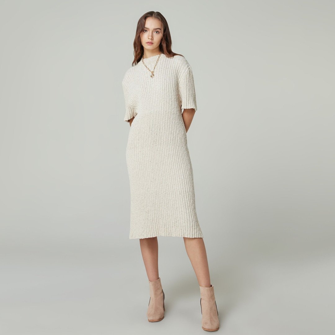 Basic Knitted Short Dress - 洋装/连衣裙 - 棉 