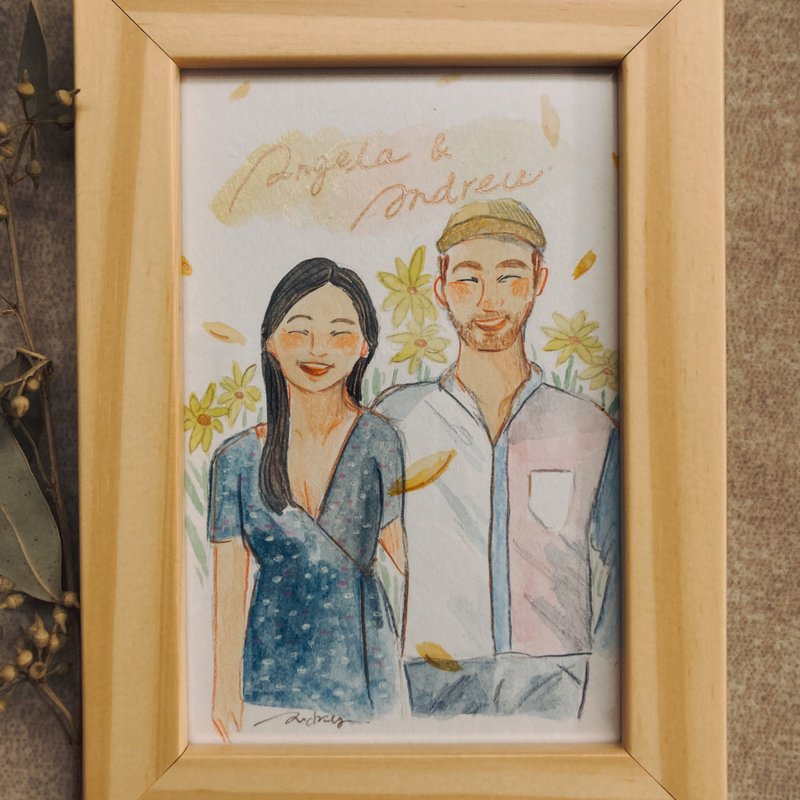 人像画-奥黛莉圆风似颜绘(定制化/含框/情人节/生日/圣诞节) - 订制画像 - 纸 多色