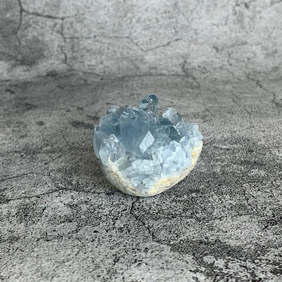 水晶簇- 天青石原矿  蛋形 办公室疗愈微景观 设备摆饰 一物一图 - 摆饰 - 宝石 蓝色