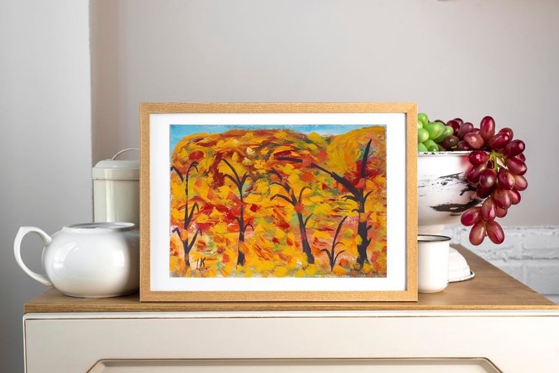 金色秋天 绘画、艺术、美术品、 ग्화슈 绘画、风景画 - 墙贴/壁贴 - 纸 多色