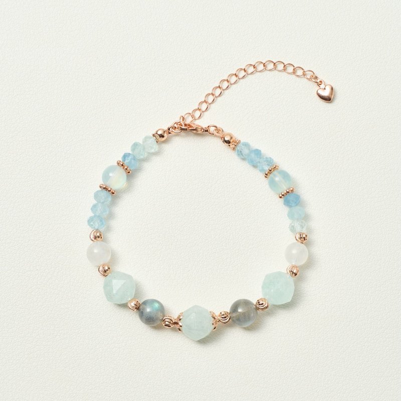 海蓝宝 拉长石 天然水晶手链/水晶设计款 清晰表达 稳定情绪 - 手链/手环 - 水晶 蓝色