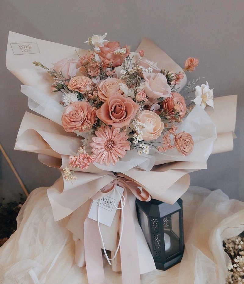 粉嫩樱花 永生花束 求婚 生日 纪念日 升迁 - 干燥花/捧花 - 植物．花 粉红色