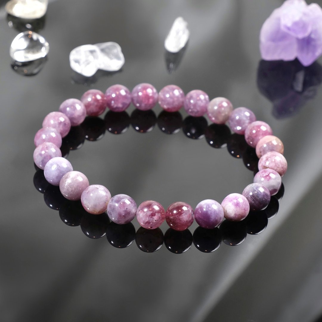 #509一图一物/7.5mm梅花碧玺水晶手链 桃红紫 美容水晶 女生礼物 - 手链/手环 - 水晶 紫色