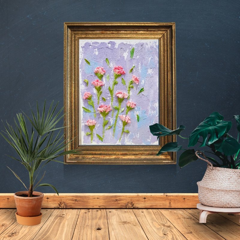 【绘画创作】肌理刮刀-迷人的爱·康乃馨 - 画框/相框 - 其他材质 