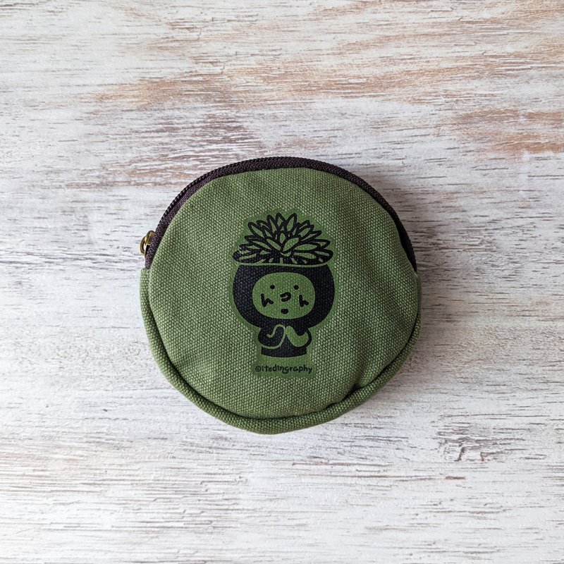 【Pinkoi 独家发售】莲花布仔 墨绿色  /  帆布零钱包 - 零钱包 - 其他材质 