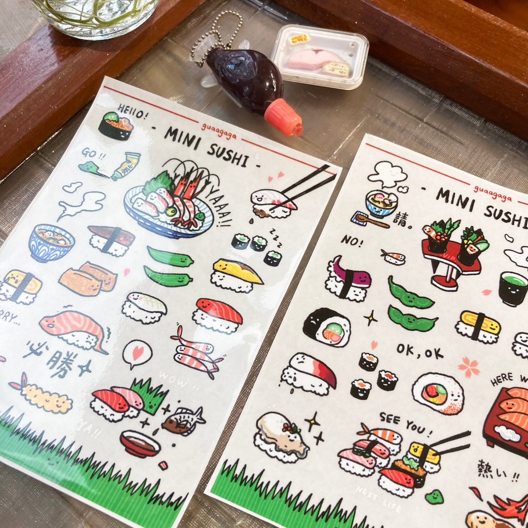 MINI SUSHI 小寿司 防水透明DIY贴纸组 - 贴纸 - 防水材质 多色