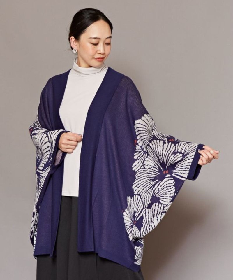 【热门预购】银杏狩针织和服式花卉蝙蝠袖开襟罩衫 (4色)75J-1303 - 女装针织衫/毛衣 - 其他材质 