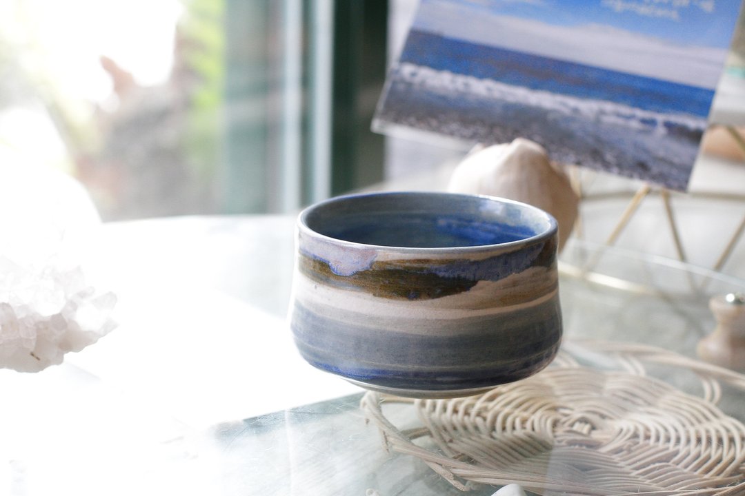 手拉坏花莲海系列陶碗/茶碗3 - 茶具/茶杯 - 陶 蓝色