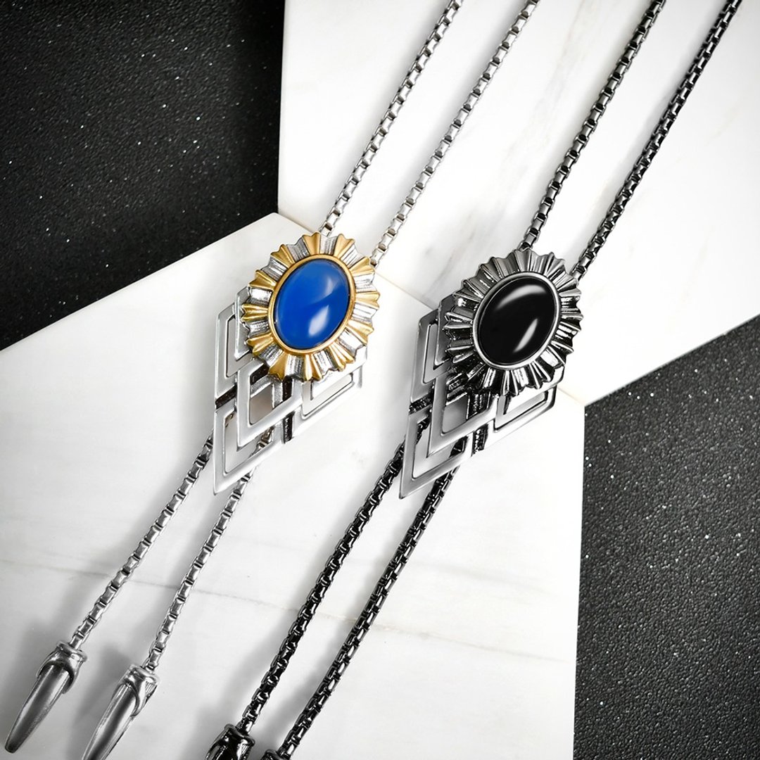 荣誉勋章 保罗领带 Bolo Tie 领绳项链 金属绳领带 长项链 - 领带/领带夹 - 其他金属 银色