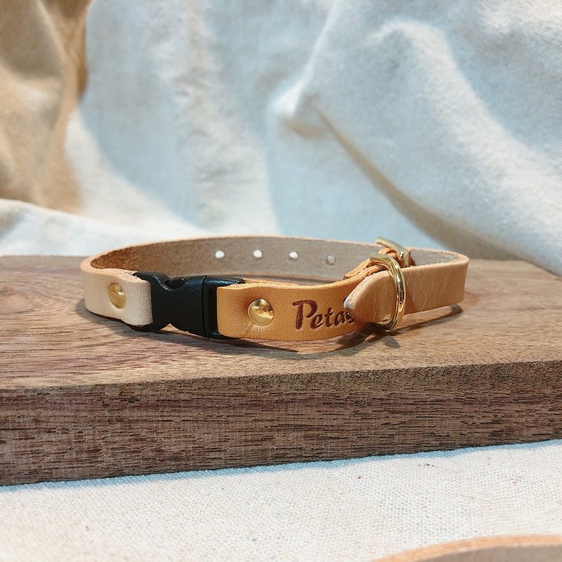 猫用安全扣-真皮项圈(SS) 猫项圈 - 项圈/牵绳 - 真皮 灰色