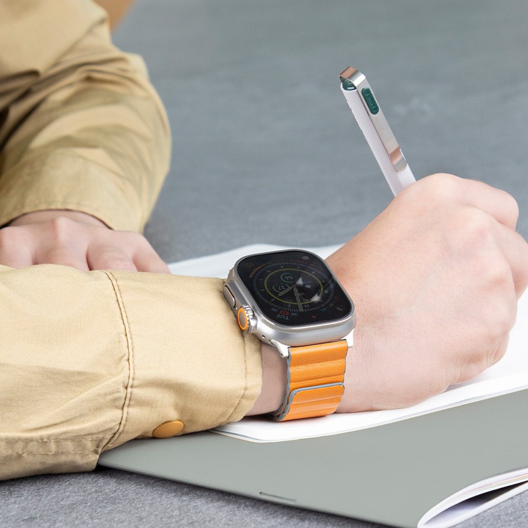 Revix Apple Watch 49/45/44/42mm硅胶真皮表带 -番红花橙/卡其灰 - 表带 - 其他材质 橘色