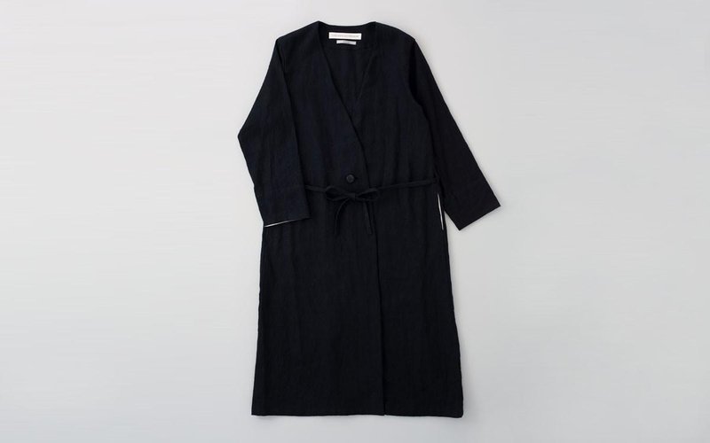 【Restock】 Linen shop coat (black) - 女装休闲/机能外套 - 棉．麻 黑色