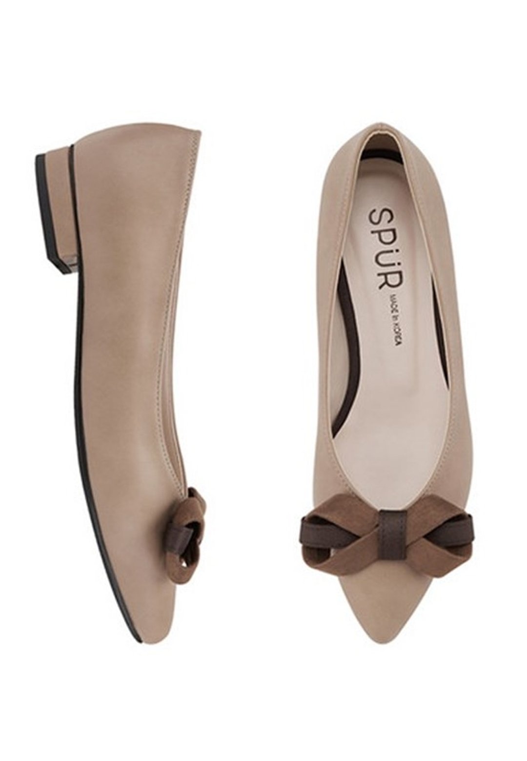 SPUR 可爱交叉蝴蝶结平底鞋 LF9055 BEIGE - 女款休闲鞋 - 真皮 