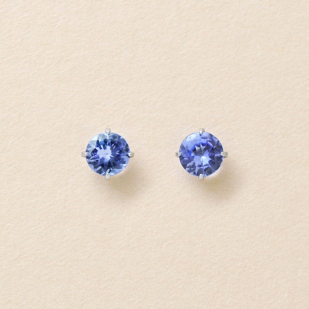 【Second Earrings】 铂金坦桑石耳环 - 耳环/耳夹 - 贵金属 