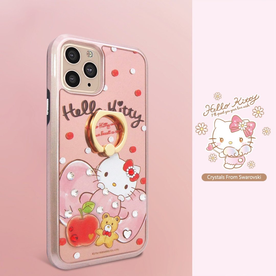 三丽鸥iPhone 12全系列水晶彩钻全包镜面指环双料手机壳-俏皮凯蒂 - 手机壳/手机套 - 其他材质 多色