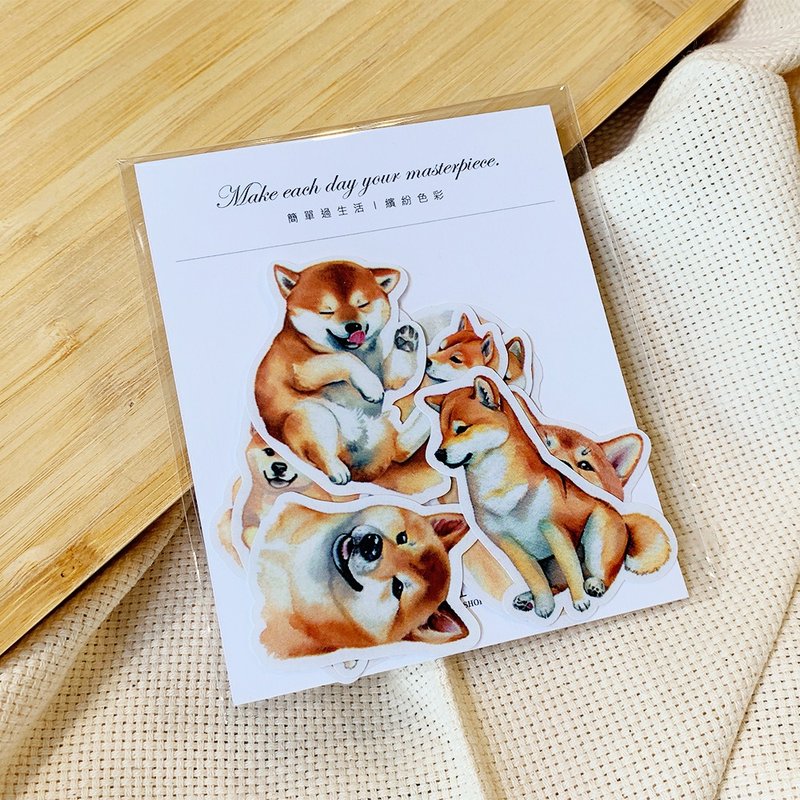 柴犬水彩风贴纸 B款 9张 - 贴纸 - 纸 